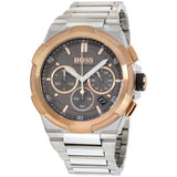 Hugo Boss Supernova Grey Dial Silver Steel Strap Watch for Men - 1513362