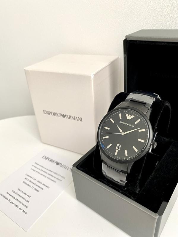 Emporio Armani Renato Black Dial Black Steel Strap Watch for Men - AR11184