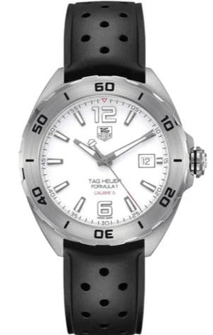 Tag Heuer Formula 1 Quartz White Dial Black Rubber Strap Watch for Men - WAZ2114.FT8023