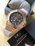 Guess Rigor Multi Function Black Dial Rose Gold Steel Strap Watch For Men - W0218G3