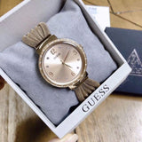 Guess Chiffon Gold Dial Gold Mesh Bracelet Watch For Women - W1083L2