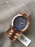 Michael Kors Runway Stop Hunger Quartz Blue Dial Rose Gold Steel Strap Watch For Men - MK8358