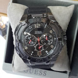 Guess Genesis Quartz Black Dial Black Silicone Strap Watch For Men - W1254G2