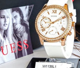 Guess Solar White Dial White Rubber Strap Watch For Women - W1135L1