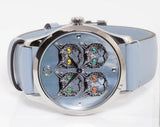 Gucci G Timeless Quartz Mother of Pearl Dial Blue Leather Strap Watch For Women - YA1264124