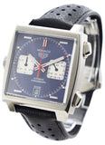 Tag Heuer Monaco Automatic Chronograph Blue Dial Black Leather Strap Watch for Men - CAW211P.FC6356