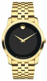 Movado Museum Black Dial Gold Steel Strap Watch For Men - 606997