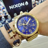 Nixon 51-30 Chrono Blue Dial Gold Steel Strap Watch for Men - A083-2735