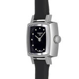 Tissot Lovely Square Quartz Diamonds Black Dial Black Leather Strap Watch For Women - T058.109.16.056.00