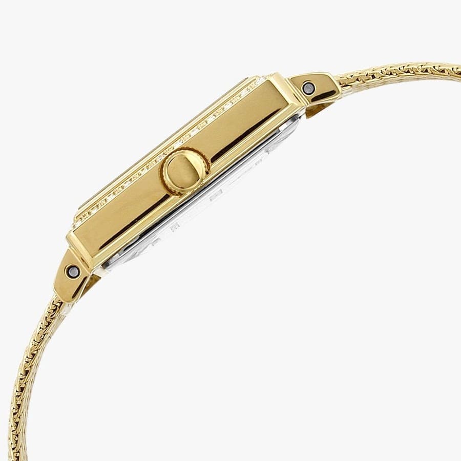 Guess White Dial Gold Mesh Bracelet Watch For Women - W0826L2