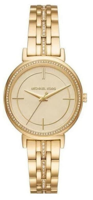 Michael Kors Cinthia Quartz Gold Dial Gold Steel Strap Watch For Women - MK3681