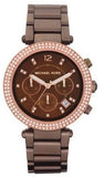 Michael Kors Parker Chronograph Brown Dial Brown Steel Strap Watch For Women - MK5578