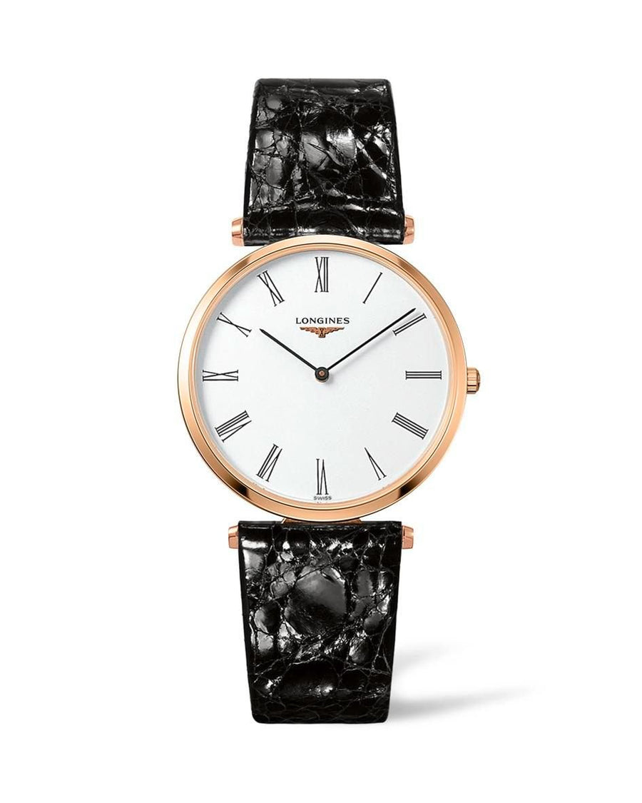 Longines La Grande Classique De Longines White Dial Black Leather Strap Watch for Women - L4.755.1.91.2
