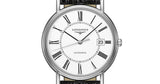 Longines Presence 38.5mm Automatic White Dial Black Leather Strap Watch for Men - L4.921.4.11.2