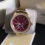 Michael Kors Wren Purple Dial Gold Steel Strap Watch for Women - MK6290