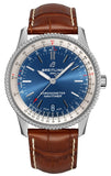 Breitling Navitimer Automatic 38mm Blue Dial Brown Leather Strap Mens Watch - A17325211C1P2