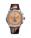 Breitling Premier B25 Datora 42 Beige Dial Brown Leather Strap Watch for Men - AB2510201K1P1