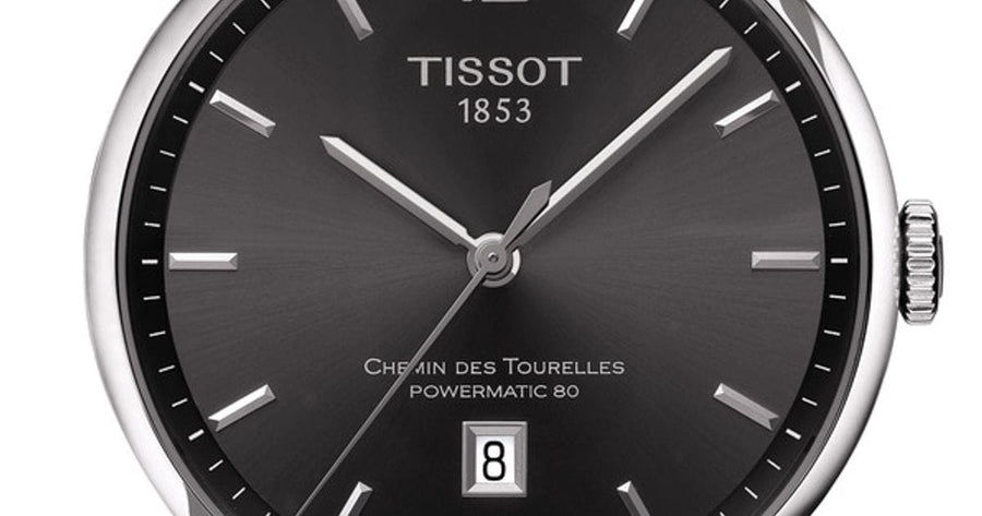 Tissot Chemin Des Tourelles Powermatic 80 Black Dial Black Leather Strap Watch For Men - T099.407.16.447.00