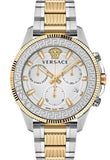 Versace Greca Action Chronograph Quartz Silver Dial Two Tone Steel Strap Watch for Men - VE3J00522