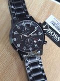 Hugo Boss Chronograph Black Dial Black Steel Strap Watch for Men - 1513180