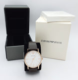 Emporio Armani Dress Quartz White Dial Brown Leather Strap Watch For Men - AR11011