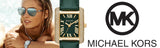 Michael Kors Emery Quartz Diamonds Green Dial Green Leather Strap Watch For Women - MK4697