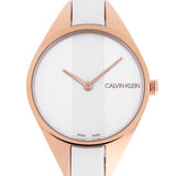 Calvin Klein Rebel White Grey Dial White Leather Strap Watch for Women - K8P236L6