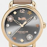 Coach Delancey Grey Dial Grey Leather Strap Watch For Women - 14502797