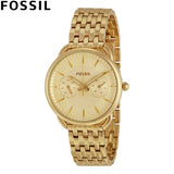 Fossil Tailor Gold Dial Gold Steel Strap Watch for Women - ES3714