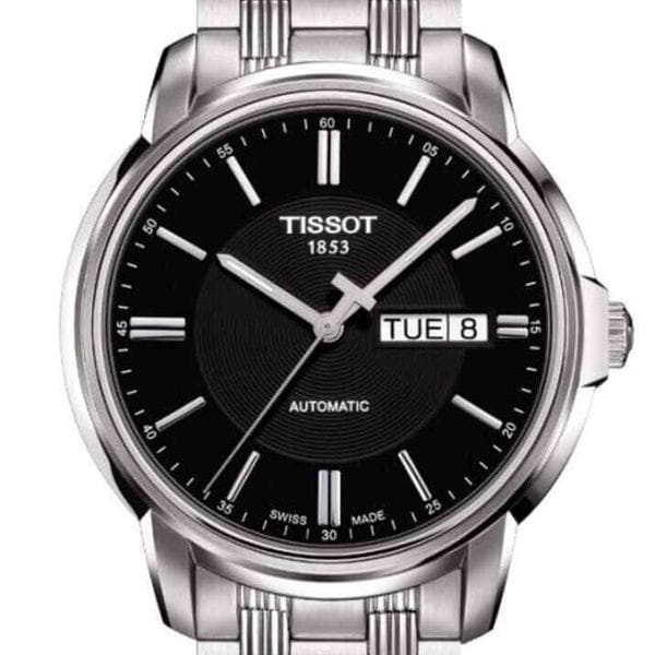 Tissot Automatics III Black Dial Silver Steel Strap Watch For Men - T065.430.11.051.00