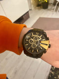 Diesel Mega Chief Chronograph Black Dial Black Steel Strap Watch For Men - DZ4338