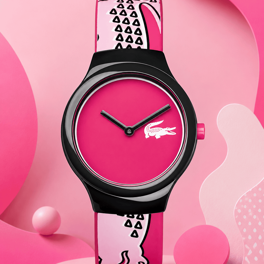 Lacoste Goa Pink Dial Two Tone Silicon Strap Watch for Women - 2020115