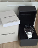 Emporio Armani Chronograph Black Dial Silver Steel Strap Watch For Men - AR11017