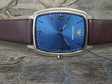 Emporio Armani Retro Quartz Blue Dial Black Leather Strap Watch For Men - AR2491