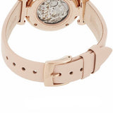 Emporio Armani Meccanico Silver Skeleton Dial Beige Leather Strap Watch For Women - AR60001