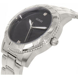 Guess Minimal Black Dial Silver Steel Strap Watch for Men - W0416G1