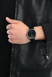 Emporio Armani Luigi Quartz Black Dial Black Leather Strap Watch For Men - AR2500