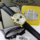 Fossil Grant Chronograph White Dial Black Leather Strap Watch for Men - FS5272