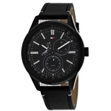 Tommy Hilfiger Austin Black Dial Black Leather Strap Watch for Men - 1791638