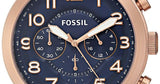 Fossil Pilot 54 Chronograph Blue Dial Brown Leather Strap Watch for Men - FS5204