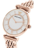 Emporio Armani Gianni T Bar Mother of Pearl Rose Gold Stainless Steel Strap Watch For Women - AR1909