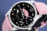 Gucci G-Timeless Moonphase Black Dial Pink Leather Strap Watch For Women - YA1264046