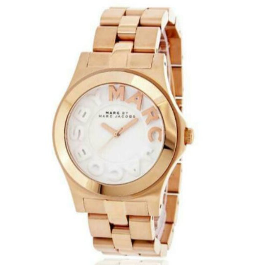 Marc Jacobs Rivera White Dial Rose Gold Steel Strap Watch for Women - MBM3135