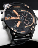 Diesel Big Daddy Black Dial Black Steel Strap Watch For Men - DZ7312