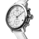 Tissot PRC 200 Chronograph White Dial White Leather Strap Watch For Men - T055.417.16.017.00