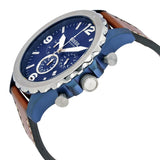 Fossil Nate Chronograph Navy Blue Dial Brown Leather Strap Watch for Men - JR1504