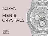 Bulova Crystal Collection Pave Silver Dial with Crystals Silver Steel Strap Watch for Men - 96C134