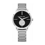 Michael Kors Portia Black Dial Silver Steel Strap Watch for Women - MK3638