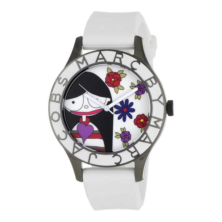 Marc Jacobs Miss Marc Flower White Dial White Silicone Strap Watch for Women - MBM5513