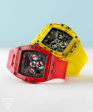 Guess Phoenix Multi Function Black Dial Yellow Rubber Strap Watch for Men - GW0203G6